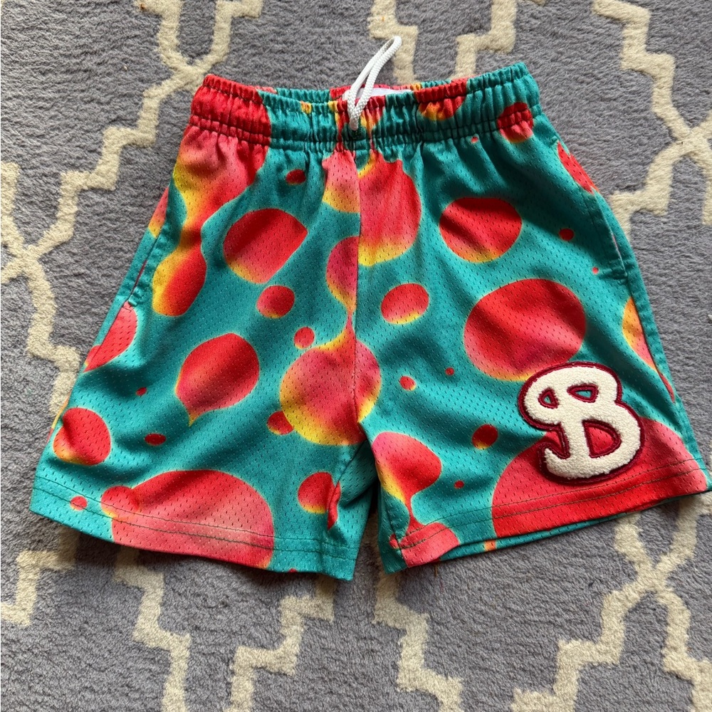 Bucket Squad Vibrant Teal and Red/ orange Kids Shorts